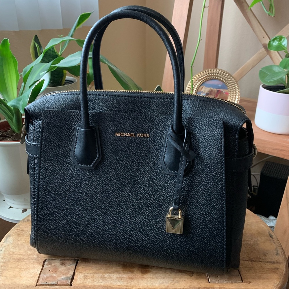 Michael Kors Mercer Belted Leather Satchel Medium